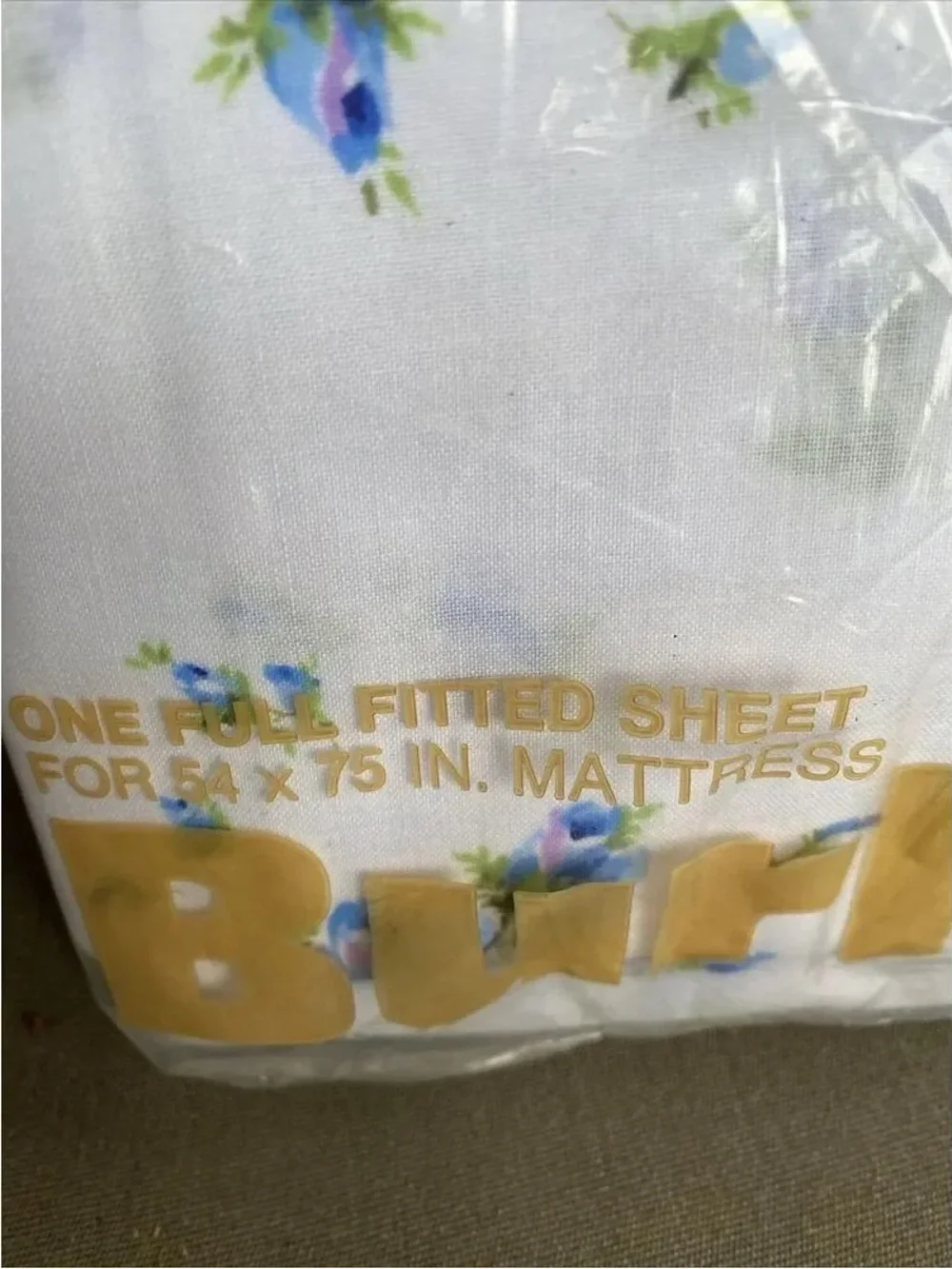 Blue Floral Fitted Sheet - White